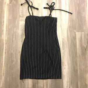 Pin stripe bodycon dress with tie straps